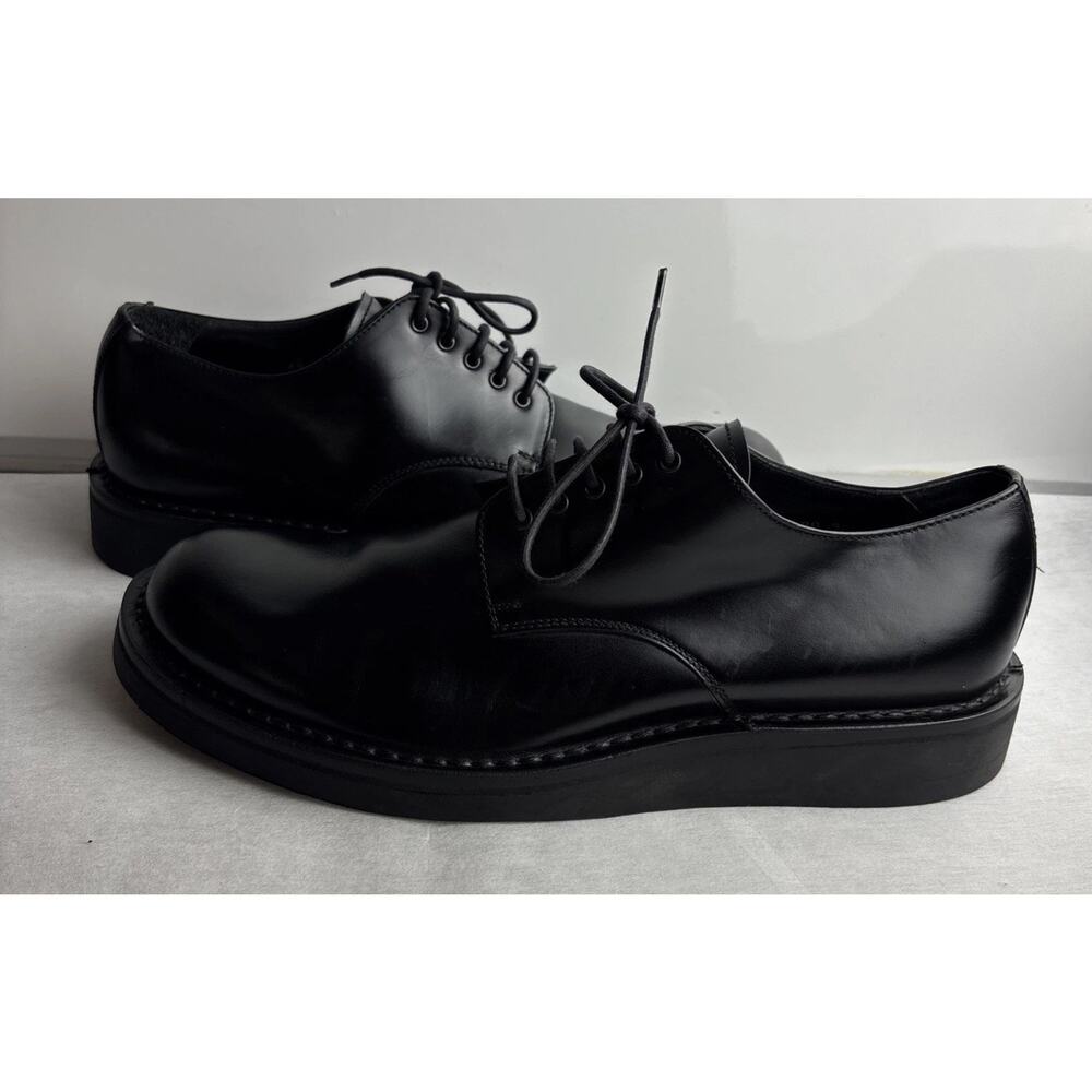 PRADA Men's Dress Shoes Size 9 Black Leather Lace Up Italy Made - Picture 3 of 13